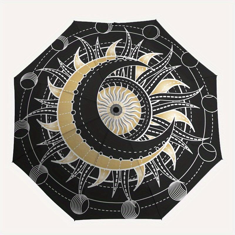 Golden Celestial Wheel Mandala Umbrella, Portable 3-Fold Umbrella for Men & Women,Christmas Gift ES256