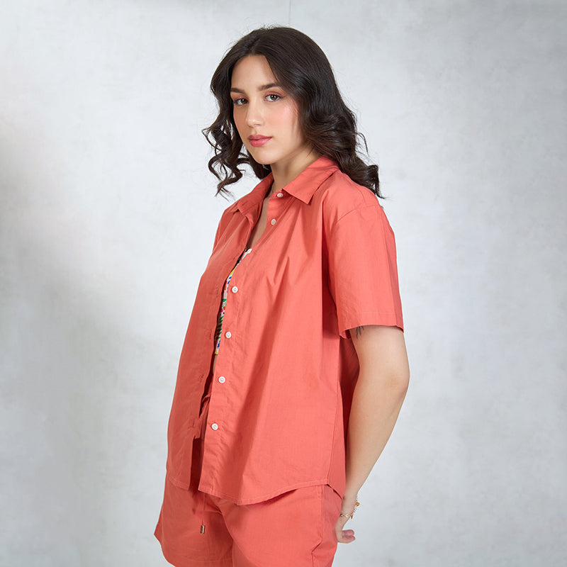 Virgio Women Regular Length Half Relaxed Fit Sweetheart Neck Shirt Collar Shirt