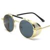 Men's Round Frame Sunglasses Metal Frame Side Shield Steampunk Style Retro Eyewear UV Protection Lightweight Design