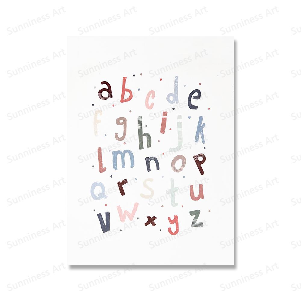 

Смешные животные кролик гусь медведь кошка девочка цветок воздушный шар алфавит плакат принты настенное искусство холст картины для детской комнаты декор 21x30cm No Framed