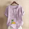 Women's Fashion Setting Sun Prined Short Sleeve T-shirt Loose Cotton Shirt Casual Loose Summer Blouse Tops Plus Size