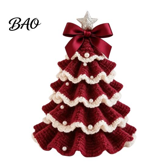 Crochet Christmas Tree Kit for Beginners DIY Kit, Beginner-Friendly Xmas Craft with Bow Complete Starter And Faux Pearl Embellishment, Handmade