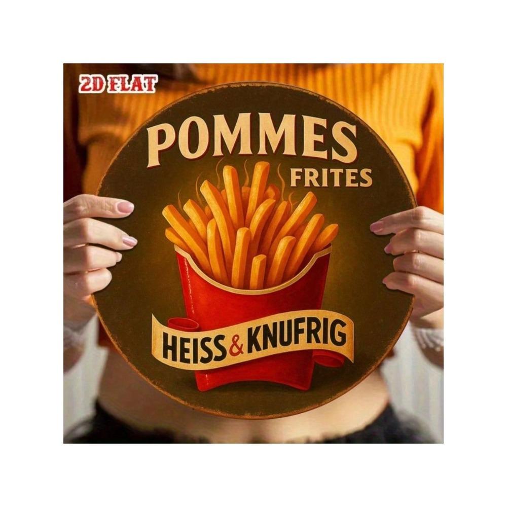Vintage Metal Sign Pommes Frites Wall Art Decor for Cafe Bar Restaurant