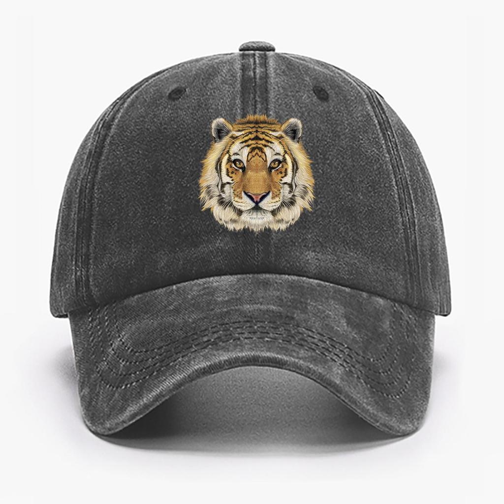 Casual Tiger Print Outdoor Adjustable Baseball Cap For Women Men (Navy Blue/Black/Wine Red/Khaki/Gray)