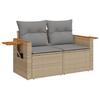 Vidaxl Garden Sofa With Cushions, 2-Seater, Beige, Poly Rattan