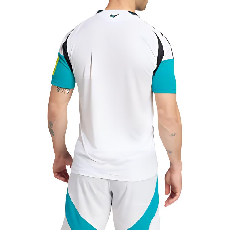 Adidas Newcastle United FC 24/25 Third Slim Fit Comfortable Ribbed Polo Letter Print Short Sleeve Retro Football Shirt Men Tops White Green JJ4460