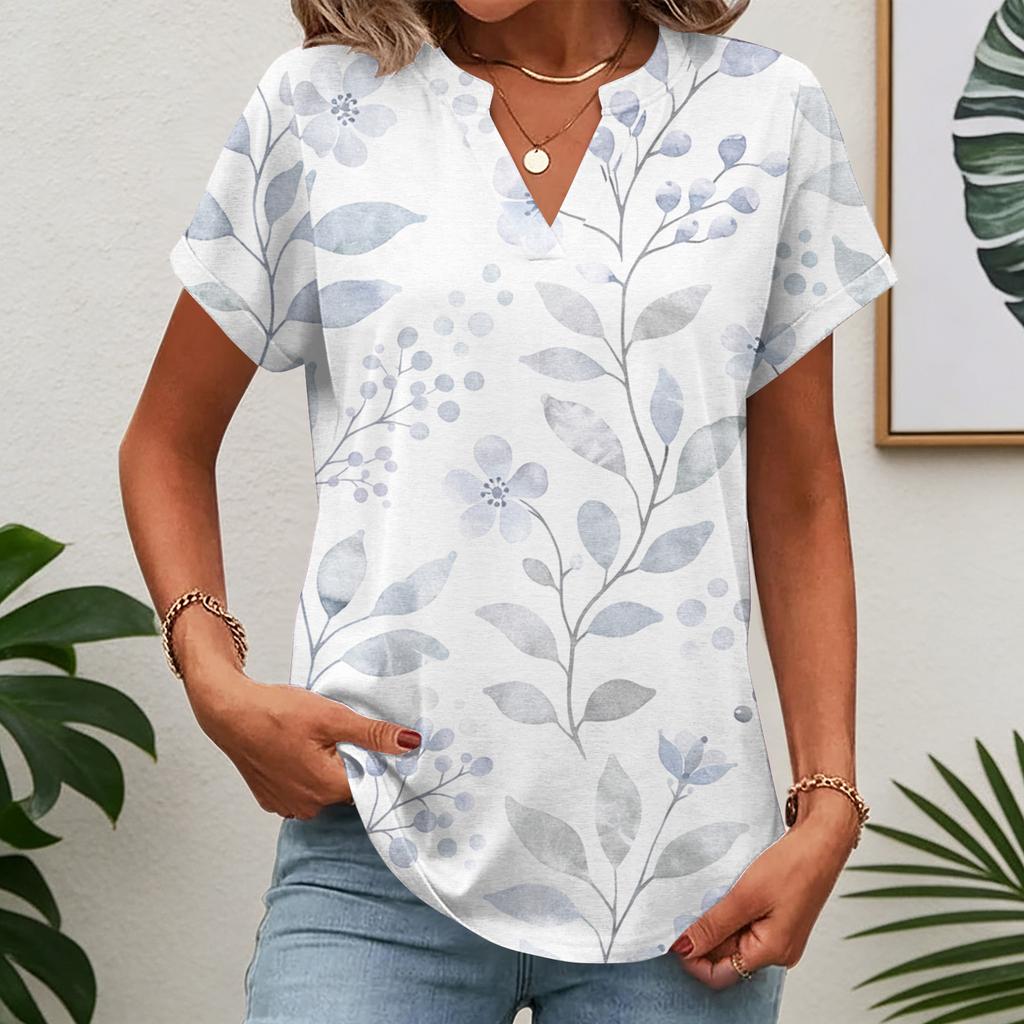 Tops para Mujer Camiseta de Manga Corta Camisas de Verano con Cuello en V Blusas de Trabajo Túnica de Negocios