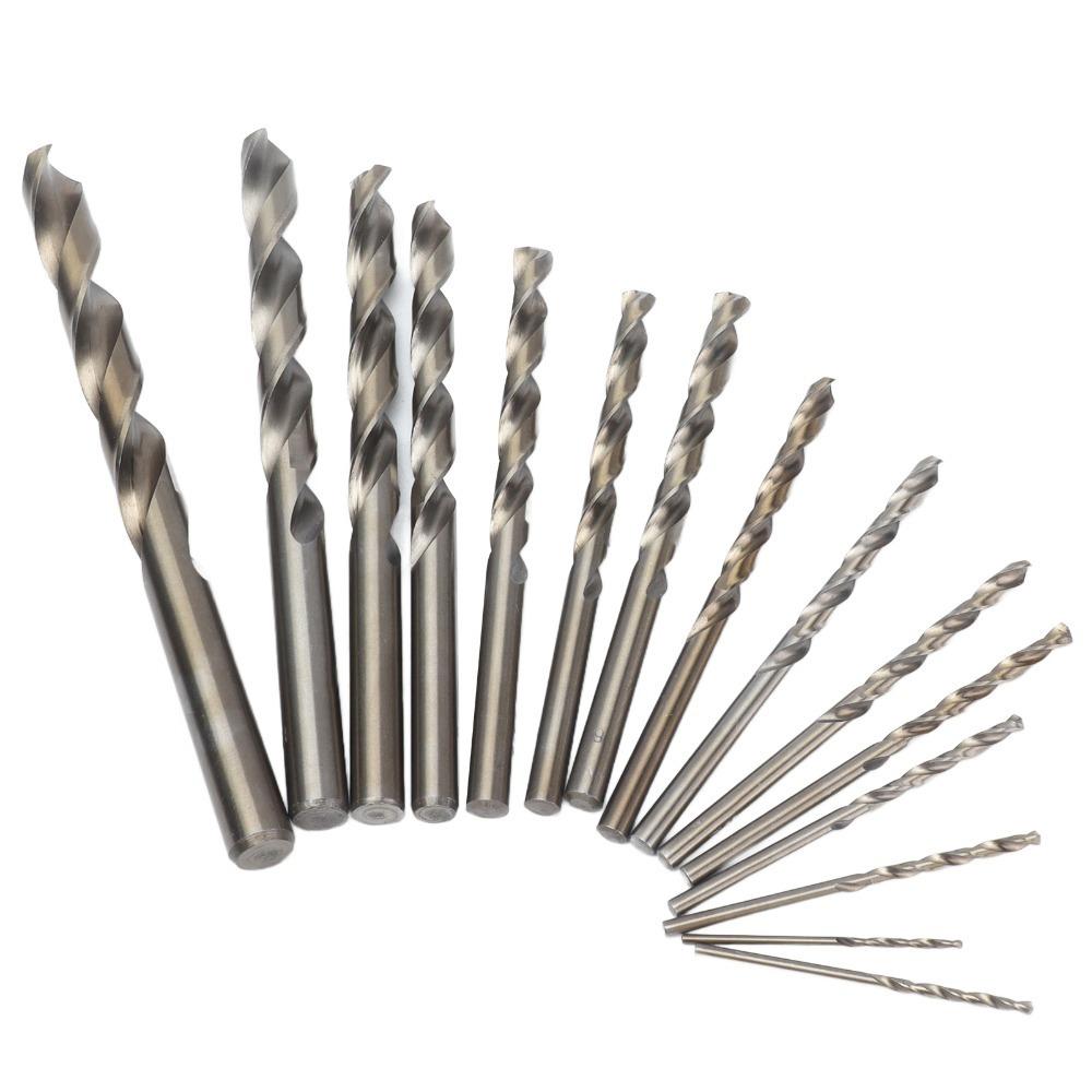 15Pcs Straight Shank Cobalt Drill Bit Set
