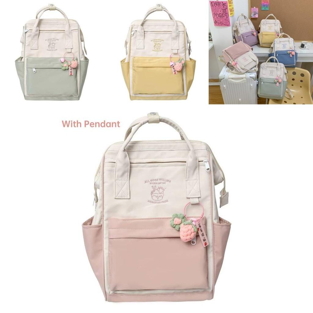 Nylon Lightweight Waterproof Trendy Backpack Colorful Letter Pattern For Girls