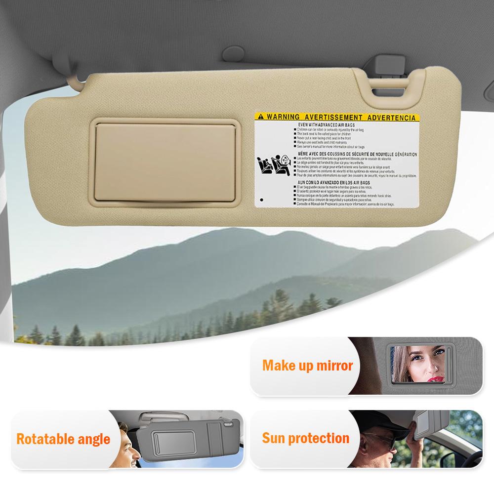 Car Left Right Sun Visor With Mirror Light for Toyota Highlander 2014 2015 2016 2017 2018  Beige/Grey 743100E074A0