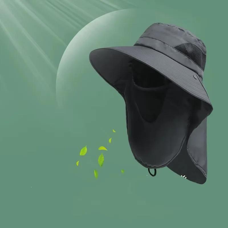 Chapéus de Sol de Verão Proteção UV Boné de Caça Pesca ao Ar Livre Para Homens Mulheres Caminhadas Camping Viseira Chapéu Balde Aba para Pescoço Chapéu de Pescador