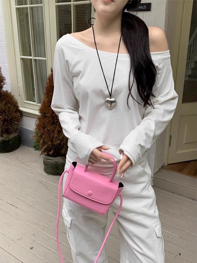 Elegant White One-Shoulder Long-Sleeve Loose-Fit Women's Autumn/Winter Top