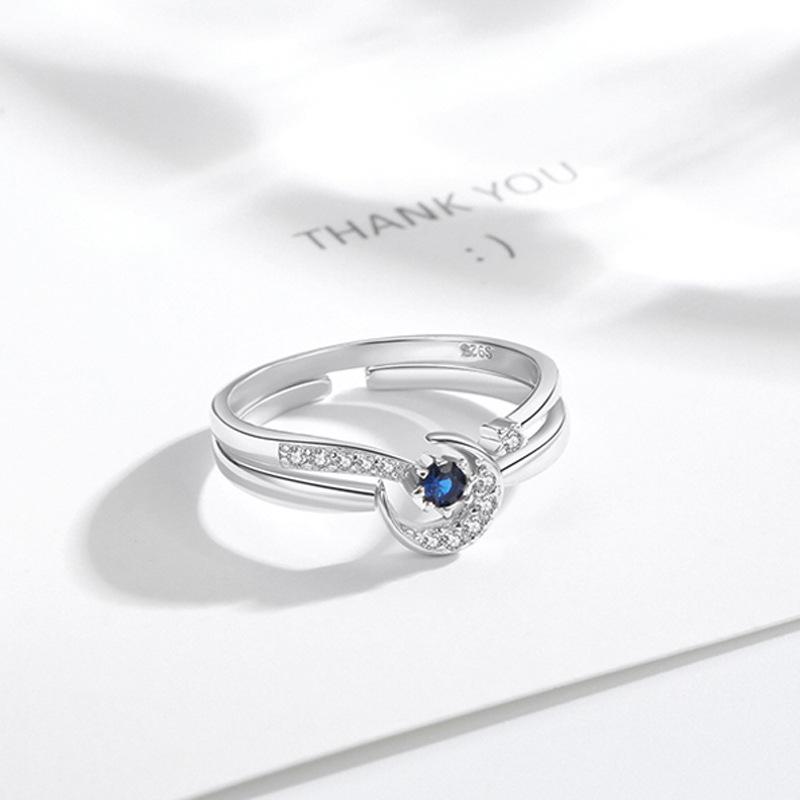 Star Moon Ring Opening Adjustable Simple Girlfriend Combination Ring Female Literary Star Moon Index Finger Ring