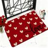 Valentine's Day doormat, red background with beige love pattern.