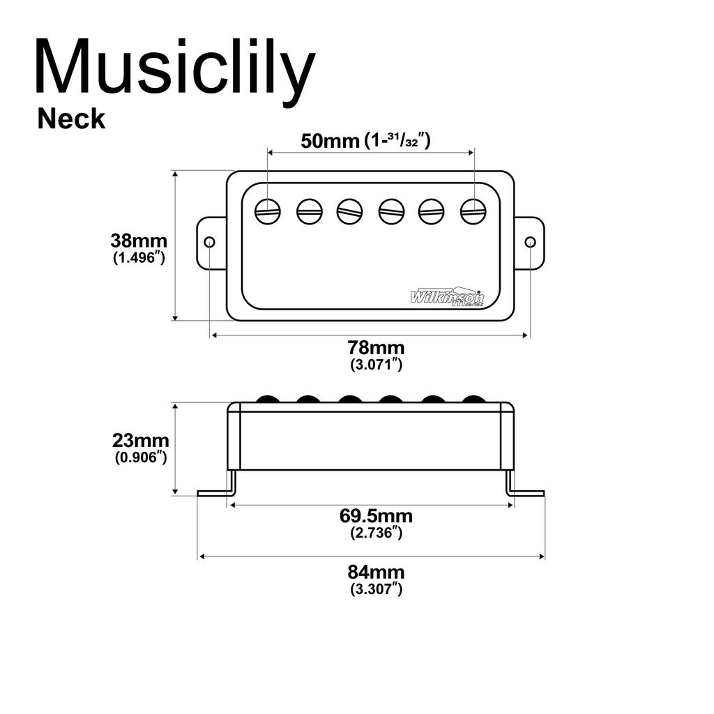 Wilkinson WOCHB Ceramic PAF Humbucker Pickup with PU Neck for Les Paul SG Electric Guitar, Chrome