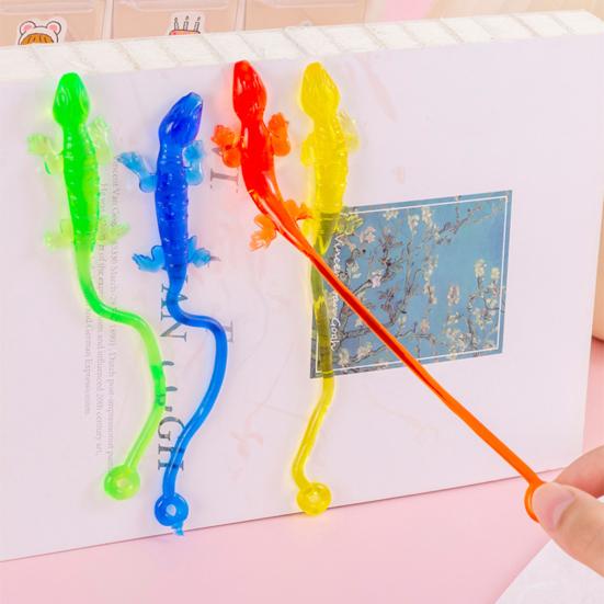 10Pcs Sticky Gecko Toy Anxiety Stress Relief Mini Gecko Stretch Kids Adults Soft Colorful Gecko Toy Party Favors Goodie Bag Stuffer Fillers