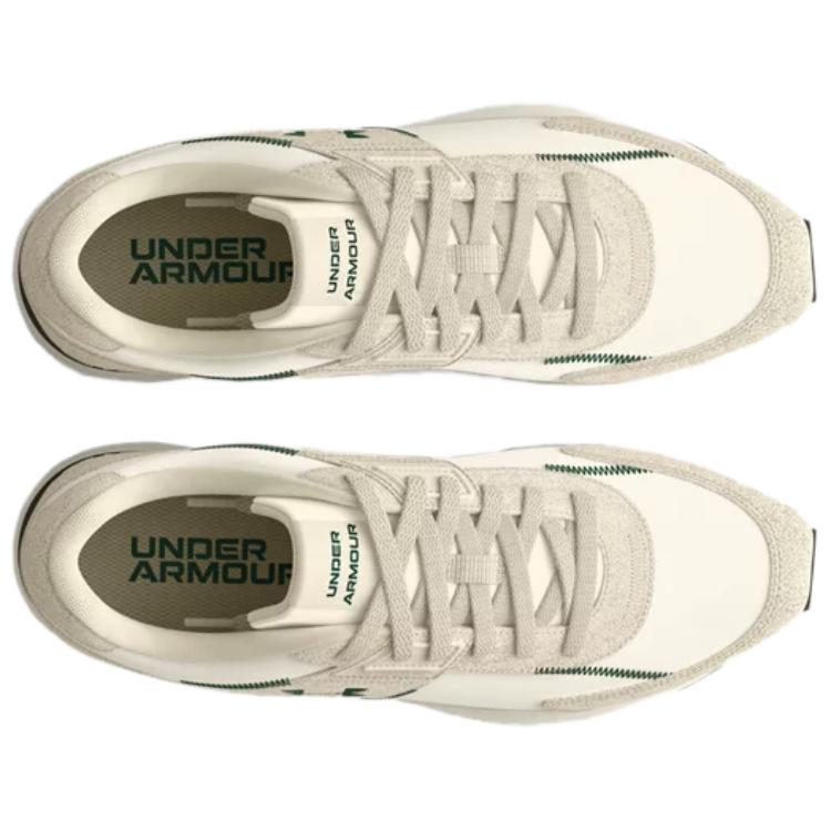 Under Armour Essential Runner White Quartz Forest Green Men Sneakers Cream Stone 3028408-106