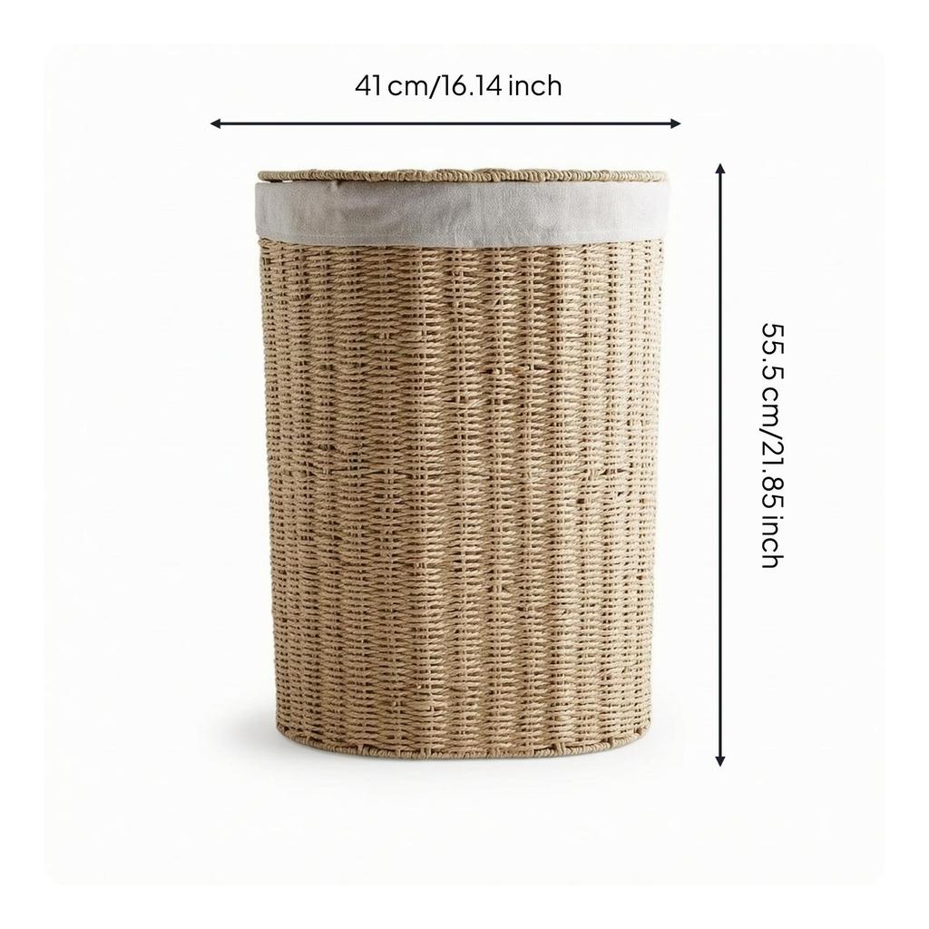 Laundry Hamper with Lid Handwoven Paper Rope Reinforced Woven Basket