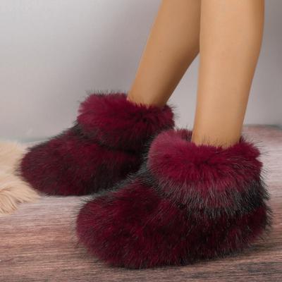 Botas de neve femininas de inverno, botas de luxo ao ar livre, pele de raposa falsa, novas botas da moda, sapatos de plataforma quentes e femininos, botas