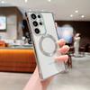 Electroplated transparent magnetic mobile phone case Samsung S23U mobile phone case S24U/S23FE fashion female S21