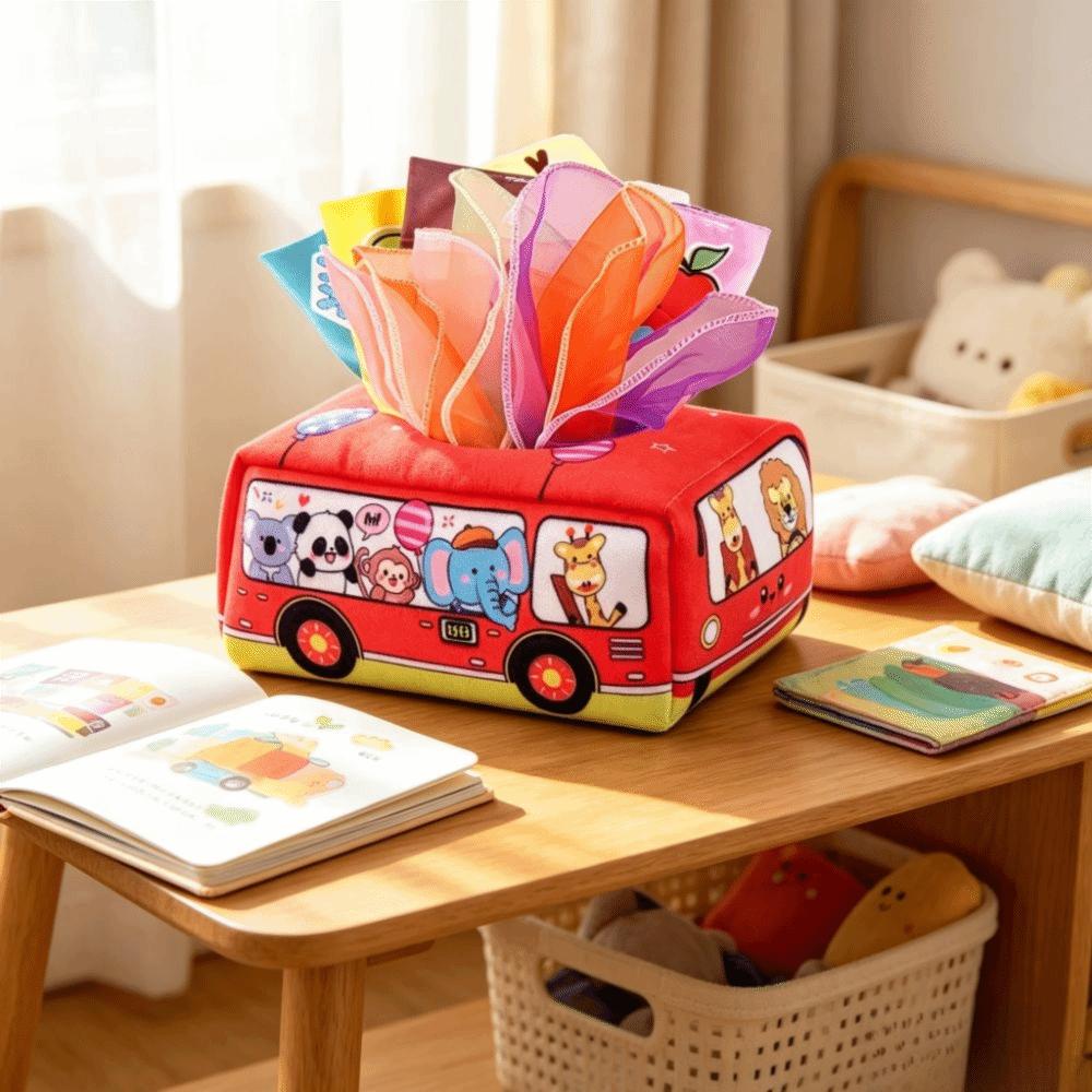 Crinkle Cloth Tissue Box Toys Educational Infant Pull Along Baby Montessori Boxes  Infant