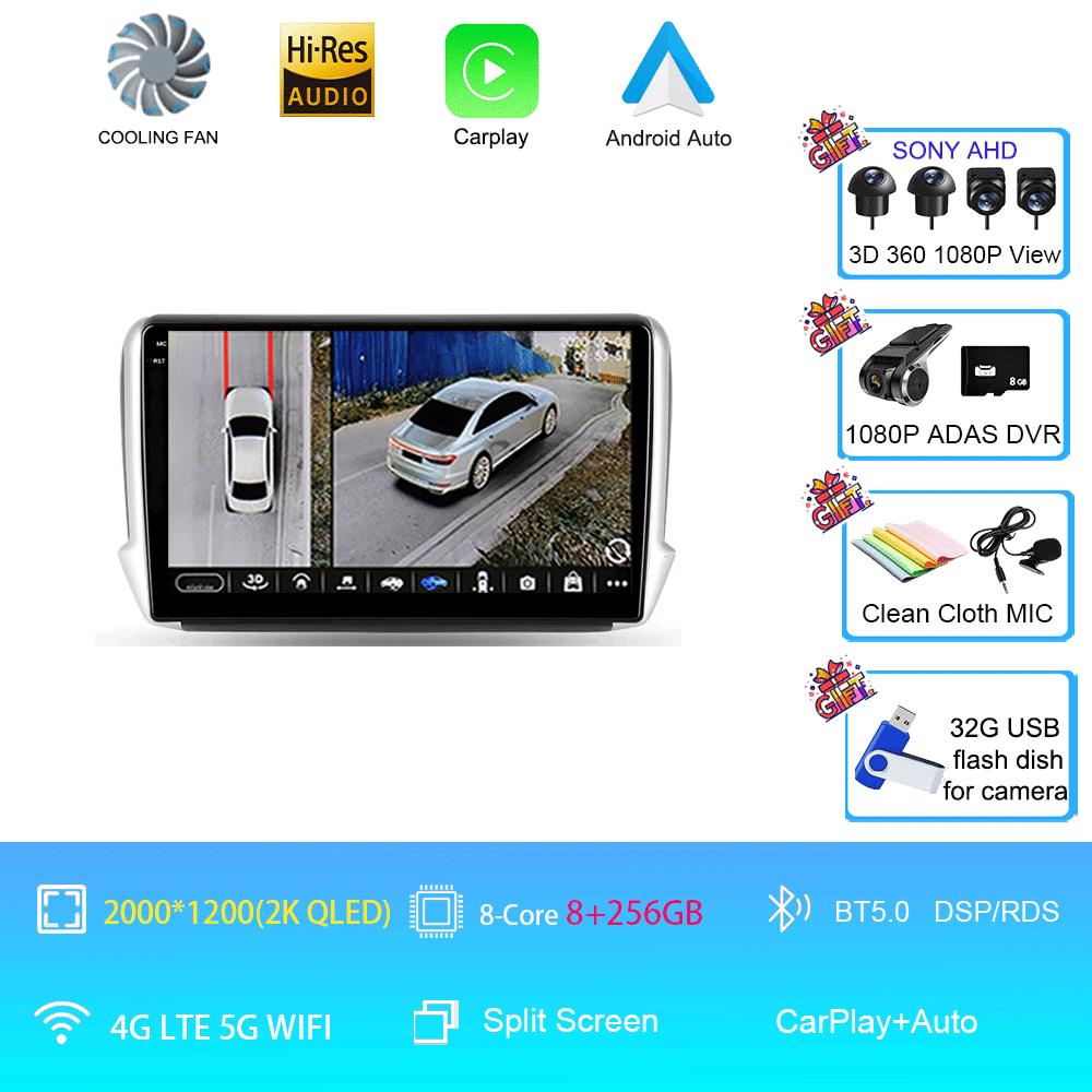 Car Radio Android 14 2 Din Video For Peugeot 2008 208 Multimedia System 2012 - 2018 GPS Navigation Autoradio WIFI 4G FM Carplay