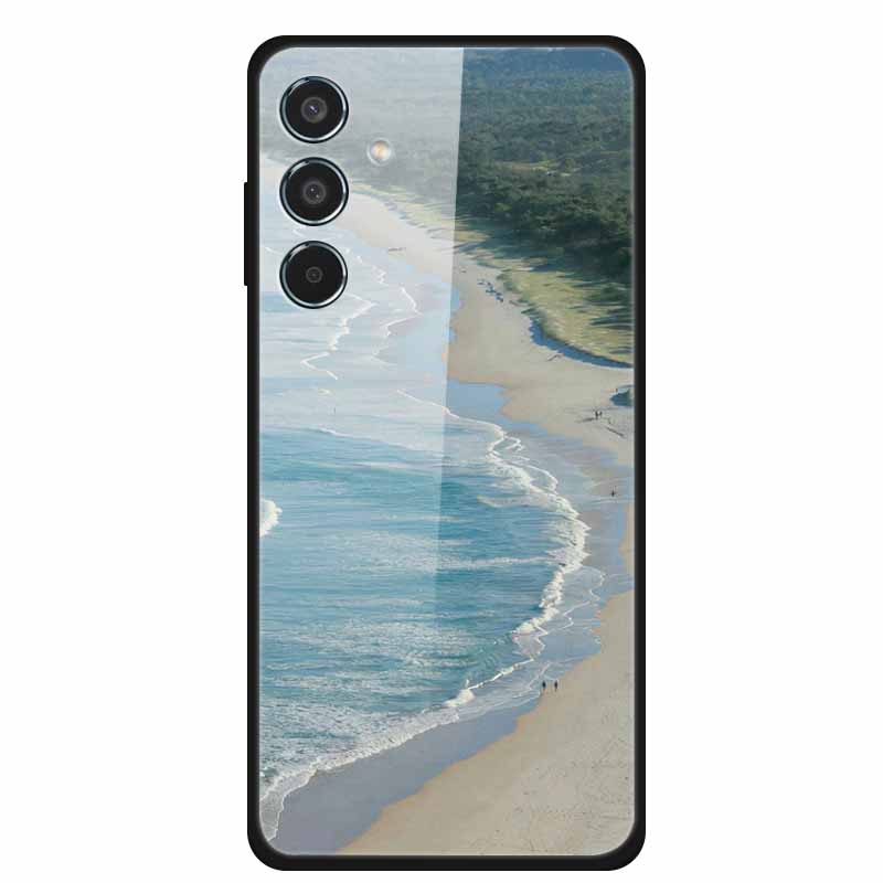 Glass Cellphone Case For Samsung Galaxy M35 Hard Plastic Back Cover For Samsung M 35 Flowers Painted Cases Fundas Shell Shield