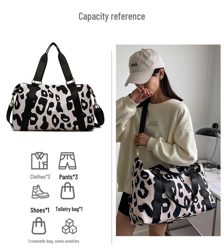 Lightweight Large Capacity Cow Print Travel Duffle Bag for Short Business Trips and Gym Use