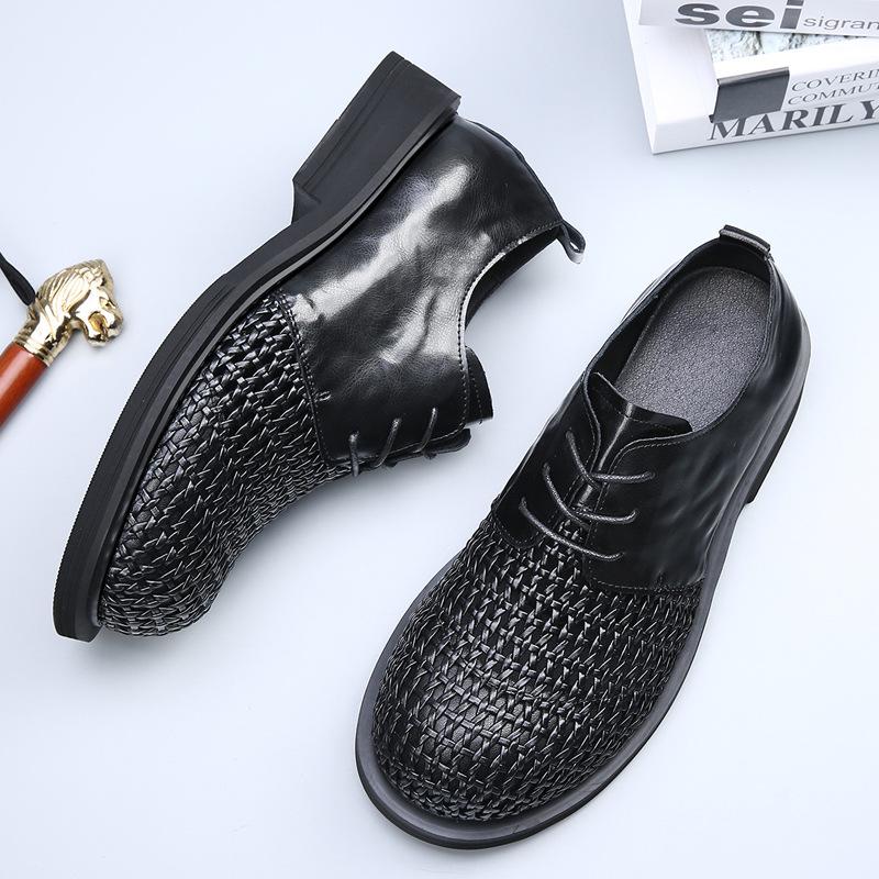 Summer Men's Sandals Hand-woven Hollow Breathable Derby Shoes Men's High-end Business Casual Big Head Leather Shoes