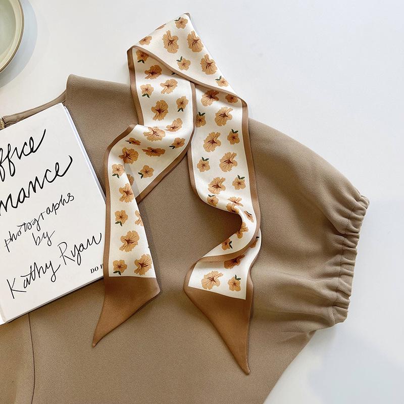 

Повязка на голову и шарф из шелка цвета хаки и телесного цвета в корейском стиле для женщин