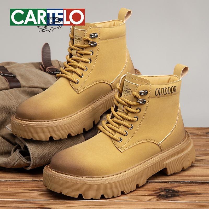 2025 Herbst/Winter Herren Vintage Outdoor High-Top Gelbe Lederstiefel
