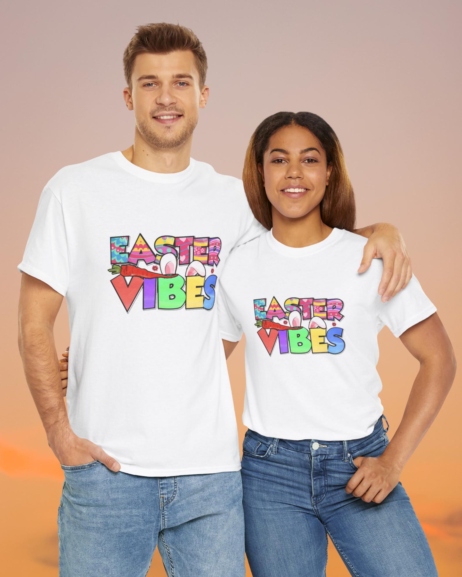 Easter Vibes Graphic Tee: Unisex Heavy Cotton Spring Shirt 4XL