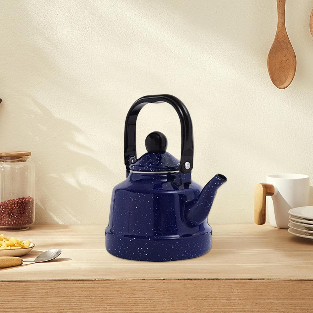 Household Enamel Teapot 1.7L Hiking Teapot Compatible Tableware Teapot Tableware Teapot for Home Halogen Stove Induction Cooker