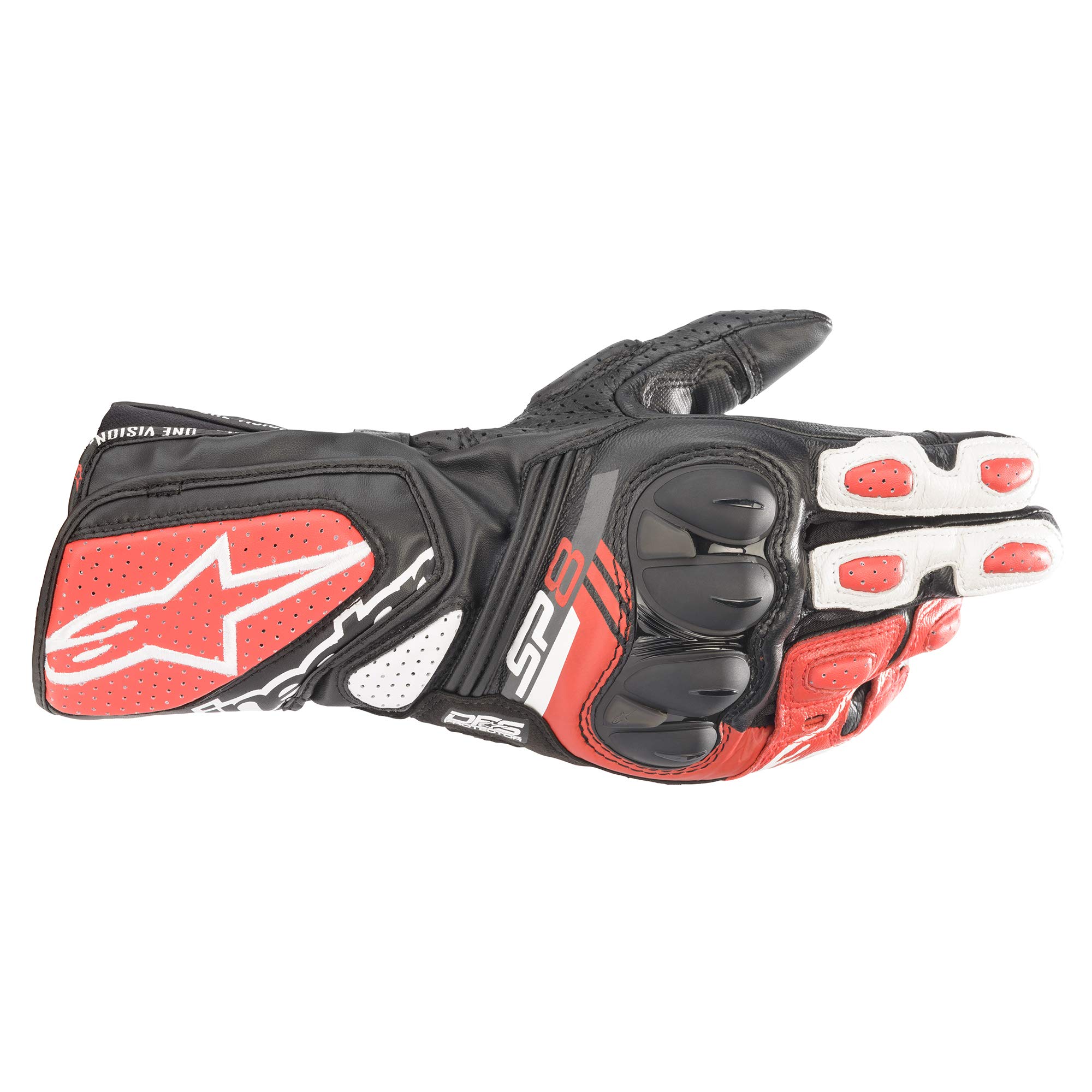 

Alpinestars V3 Leather Bright Red 3558321 SP-8 Gloves, Black, White, (Size L),