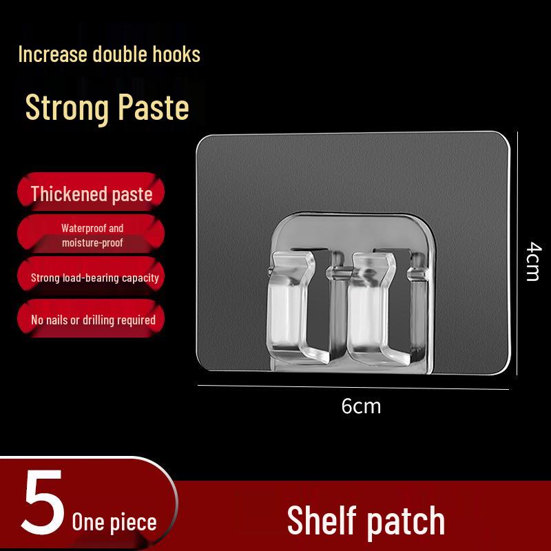 Seamless Adhesive Bathroom Storage Basket & Hook Set