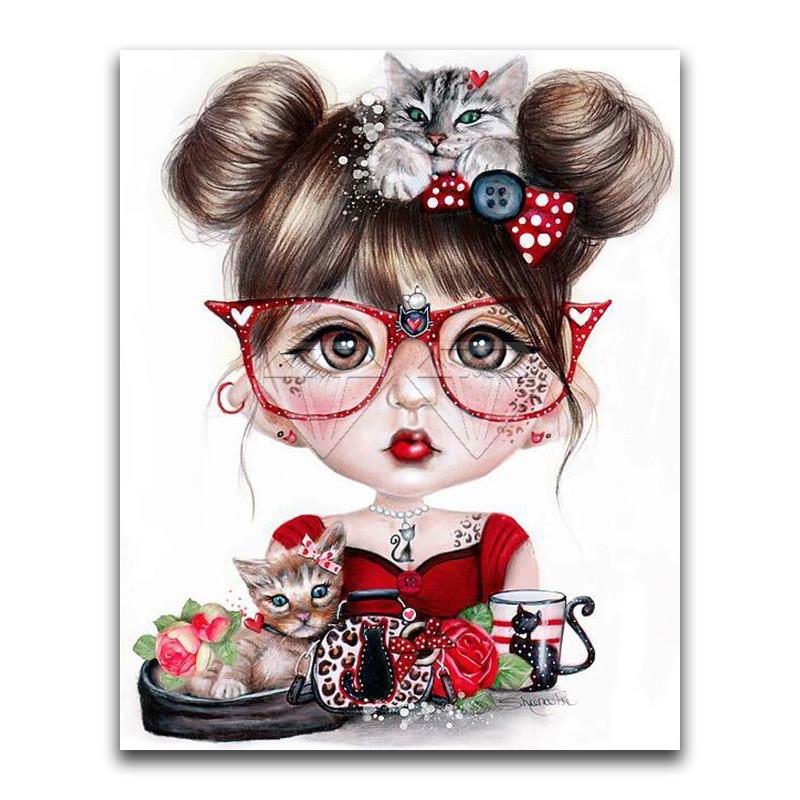 

5D DIY Алмазная картина Набор Экран Девушка Алмазная вышивка Стразы Украшения для дома Square 20x30cm