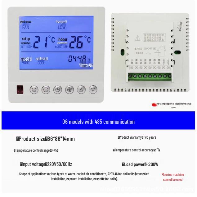 Pannello di Controllo Centrale Modbus RTU485 Termostato LCD per Fan Coil Aria Condizionata