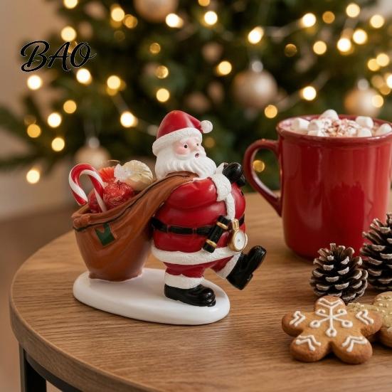 Office Desk Storage Ornament Santa Claus Candy Bowl, Resin Christmas Tabletop with Holiday Desktop Organizer Slot, Creative for Party Supplies