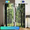2pcs Healing Green Forest Pattern Curtains   Distinctive Printed Curtains   Suitable for Gifting To Family and Friends
