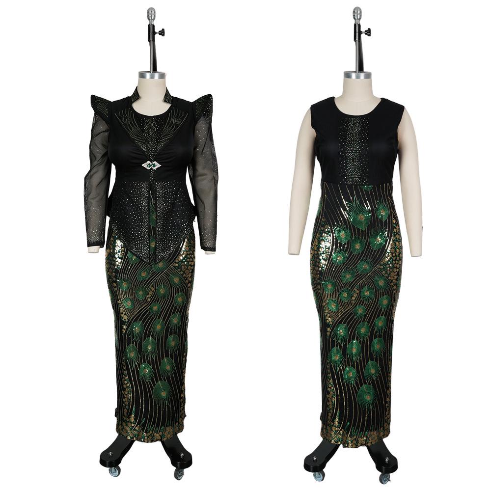 African Print Vest Dress: Women's Fashion Commuting Hip-Hugging Skirt, European and American Style.