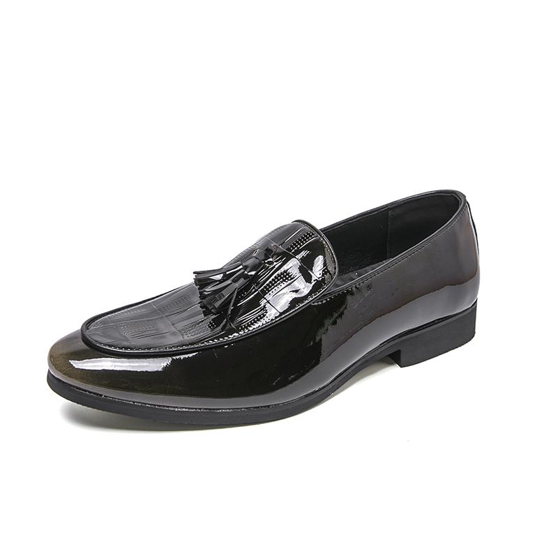 Mens casual original leather tassel shoes black stylish platform shoe business wedding dress crocodile pattern footwear zapatos