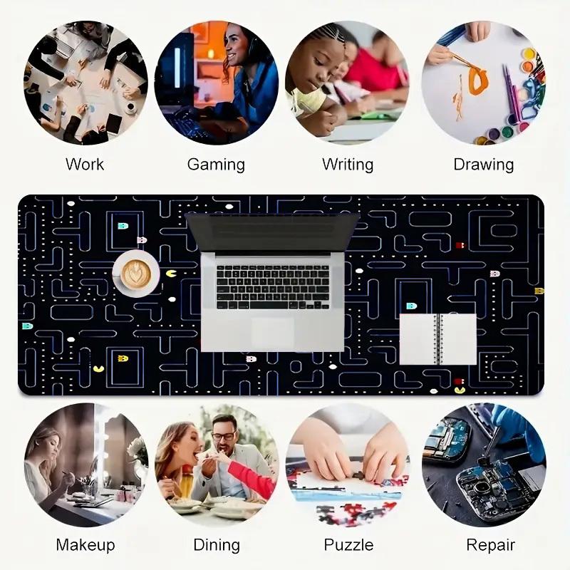 1PC Pac-Man Maze Oversized Mouse Pad - Non-Slip Rubber Base Perfect for Office School Esports Home Decor Desk Mat 218A