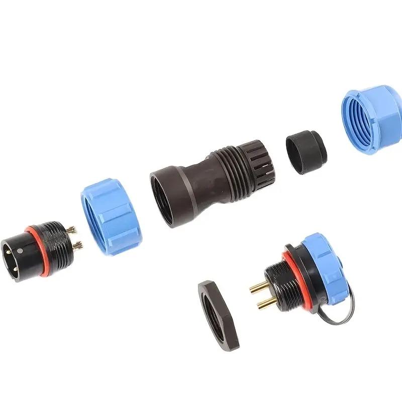 SP13 Waterproof Connector IP68 2/3/4/5/6/7/9 Pin Cable Connector Male/Female Plug Socket Nut/Flange/Docking Cable Wire Connector