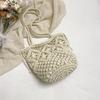 Drawstring Handwoven Tote Bag for Women Boho Summer Beach Bag with Geometric Pattern