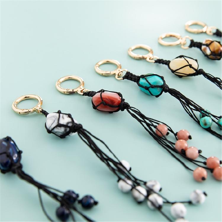 Elegant Handwoven Rope Pendant Featuring Natural Stones Adds Art Supplies and Nature To Your Space Saving Designs