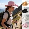 Windproof Cowboy Cap With Large Brims Breathable Western Cowboy Hat With Decorative Buckle Polyester Western Top Hat