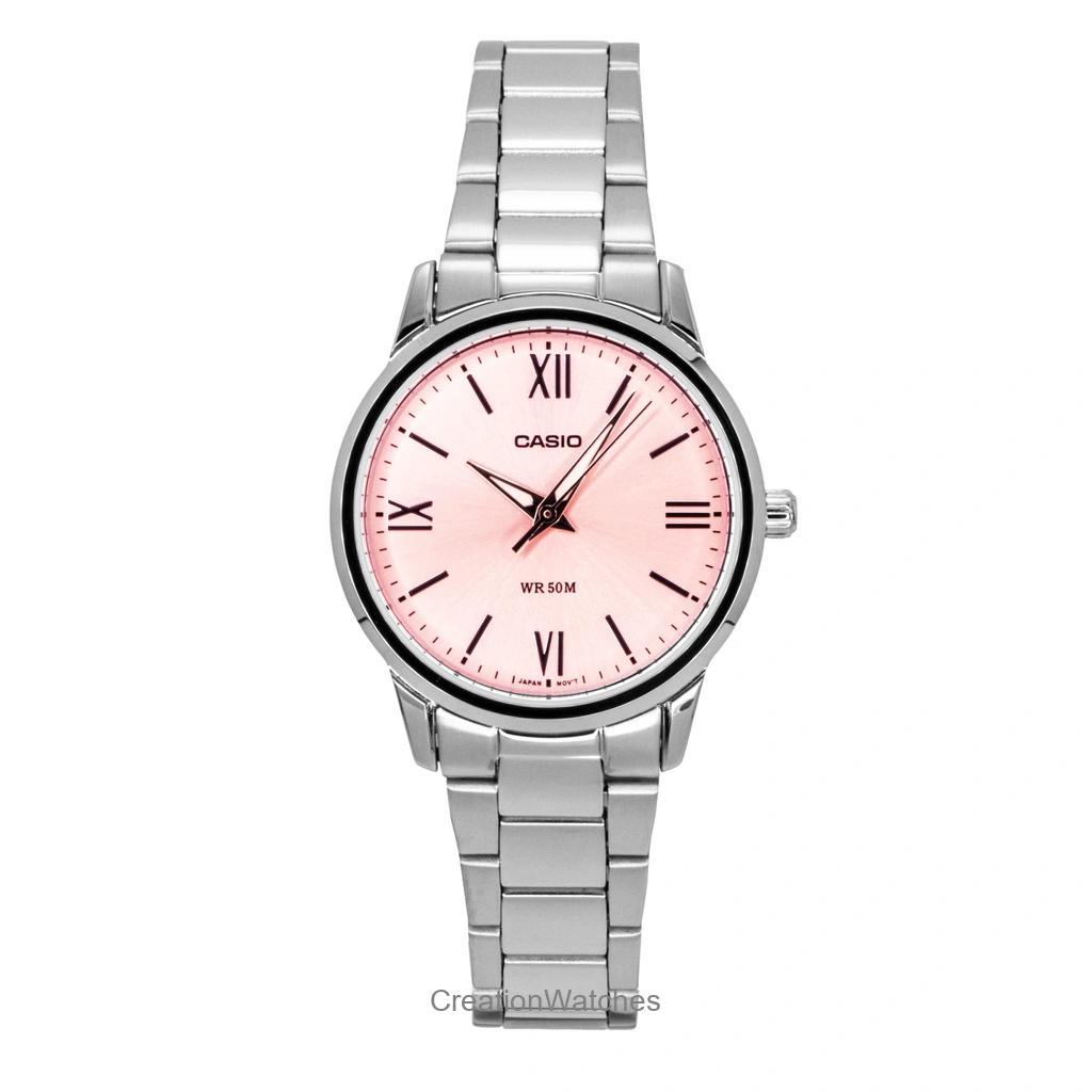 Casio Analog Stainless Steel Pink Dial Quartz LTP-1303DD-4AV Women's Watch