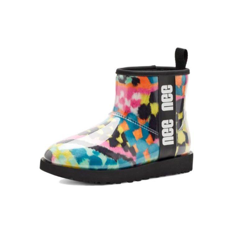 UGG Classic Clear Mini Boot Schwarz Mehrfarbig Schachbrett Damen Sneaker 1135530-BLKM