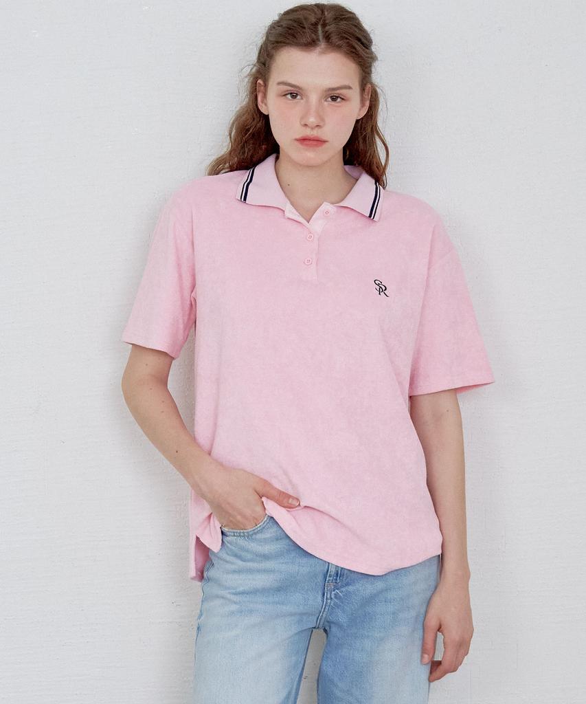 Soire Terry Collar T-Shirt - Pink