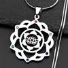 Flower Lotus Moon Pendant Necklace for Women Men Stainless Steel Silver Color 7 Chakra Healing Balance Chain Jewelry N9725S02